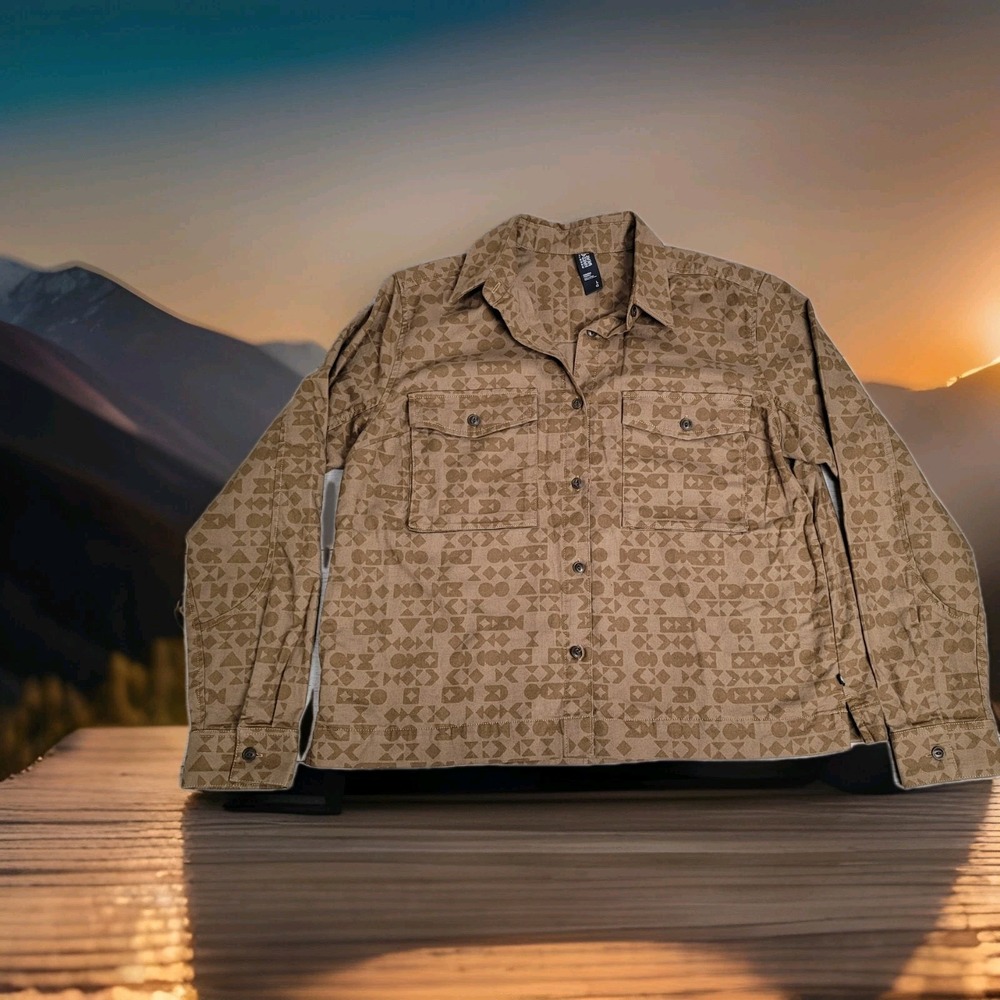 🟫Mountain‎ Hardwear Moiry Shacket Women's Lrg Brown Geometric Outdoor Gorpcore